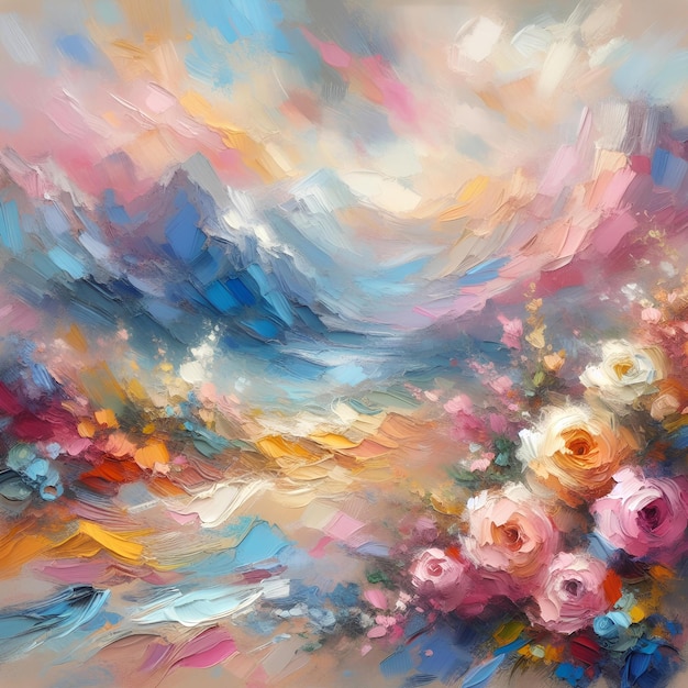 Pastel colors oil painting brushstroke texture