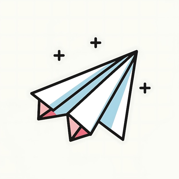 pastel colors plane logo illustration vector cartoon white outline thin outline sticker