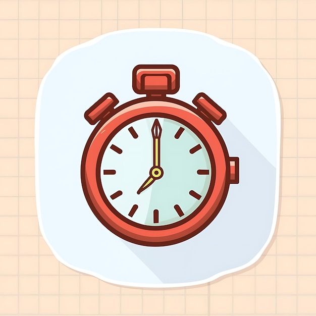 Foto colori pastello illustrazione del logo stopwatch cartone animato vettoriale contorno bianco adesivo contorno sottile