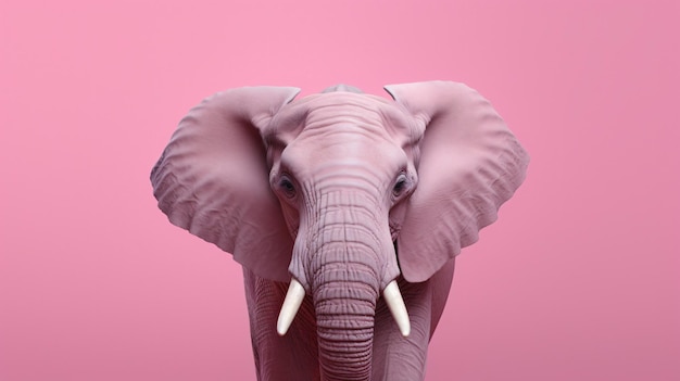 Pastel colour elephant on pink background