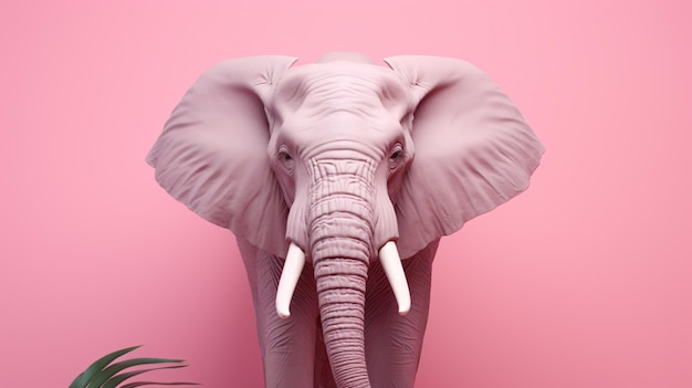 Pastel colour elephant on pink background