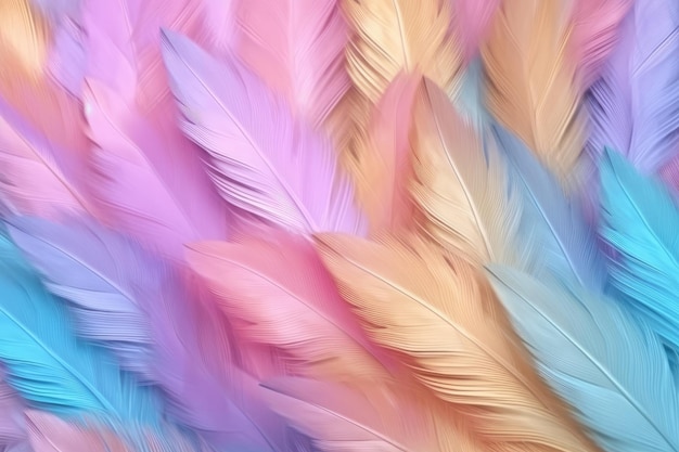 Pastel colour feather abstract background Generative AI