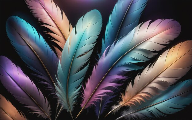 Photo pastel colour feather abstract background