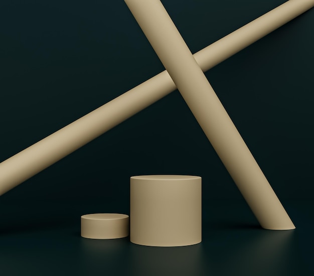 Pastel cylinder Podium stand made of paper on Dark background minimal design