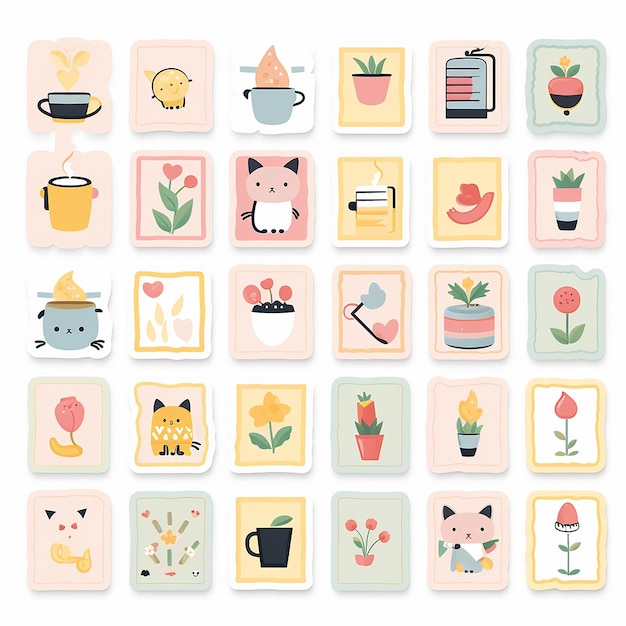Pastel Daily Delights Cute Icon Stickers Clip Arts Artwork