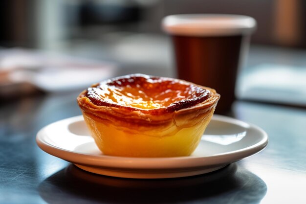 a pastel de nata highlighting the flaky pastry and caramelized custard