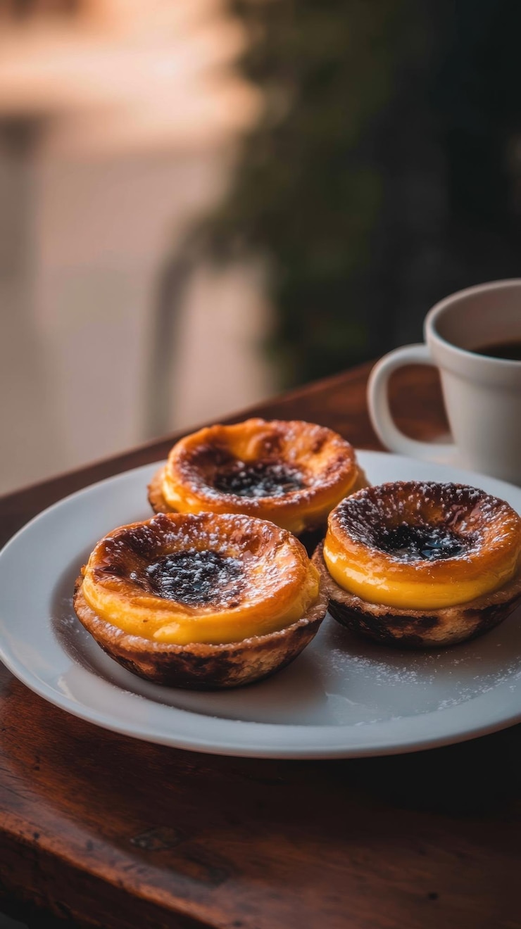 Photo pastel de nata traditional portuguese sweet pastry with coffee