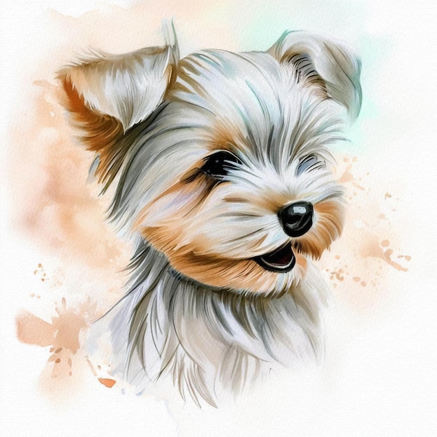 Foto pastel delight aquarel portret van een yorkshire terrier puppy