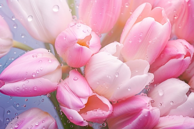 Pastel Elegance TopView Tulpen met Waterdruppels