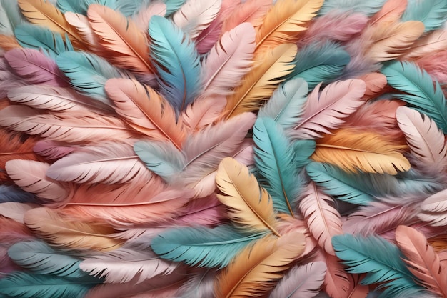 Pastel Feather Background Pastel Feather Wallpaper Feathers Background Feather Texture Feathers Pattern AI Generative