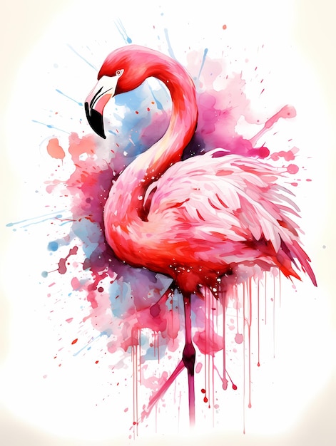 Foto pastel flamingo oasis acquarello splash pattern senza contorni