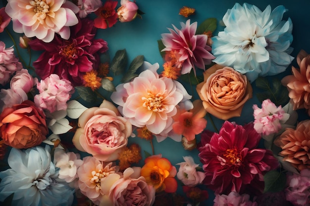 파스텔 꽃 꽃 봄 발렌타인 수채화 모란 디자인 패턴 색상 배경 Generative AI