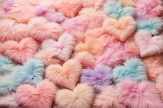 Pastel Fluffy Heart Wallpaper Fluffy Heart Texture Background Fluffy Fur Background AI Generative