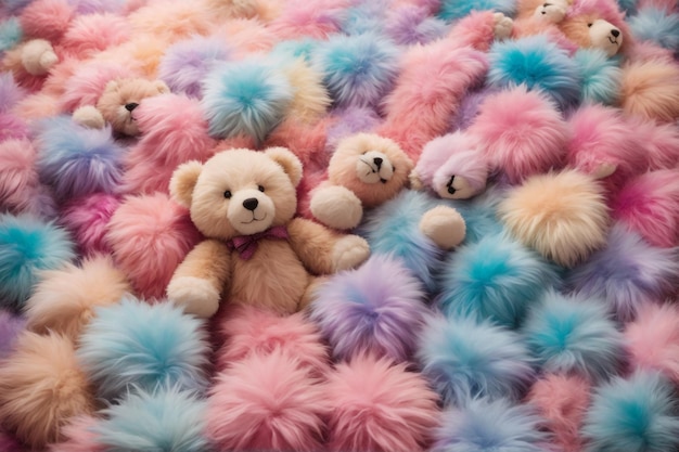 Photo pastel fluffy teddy bear wallpaper fluffy teddy bear background teddy bear background teddy bear wallpaper ai generative