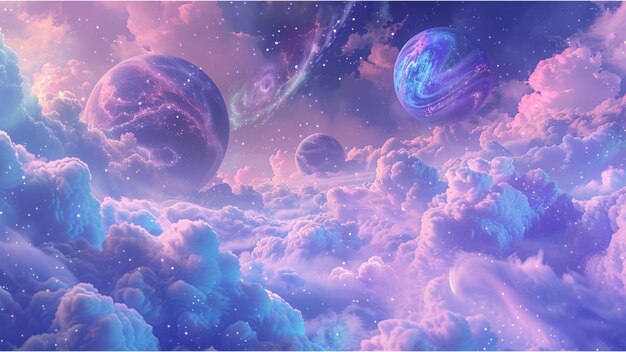 pastel futuristische planeet in wolkenhemel