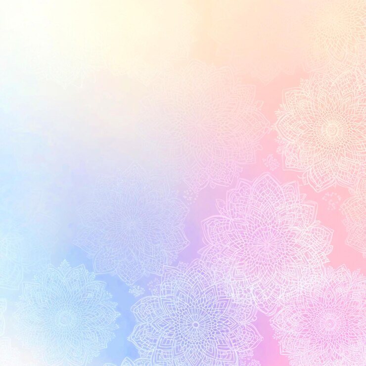 Pastel gradient background with a lace pattern and subtle mandala design Vector illustration