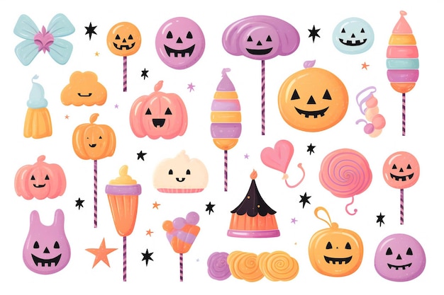 Pastel Halloween clip art isolated on white background