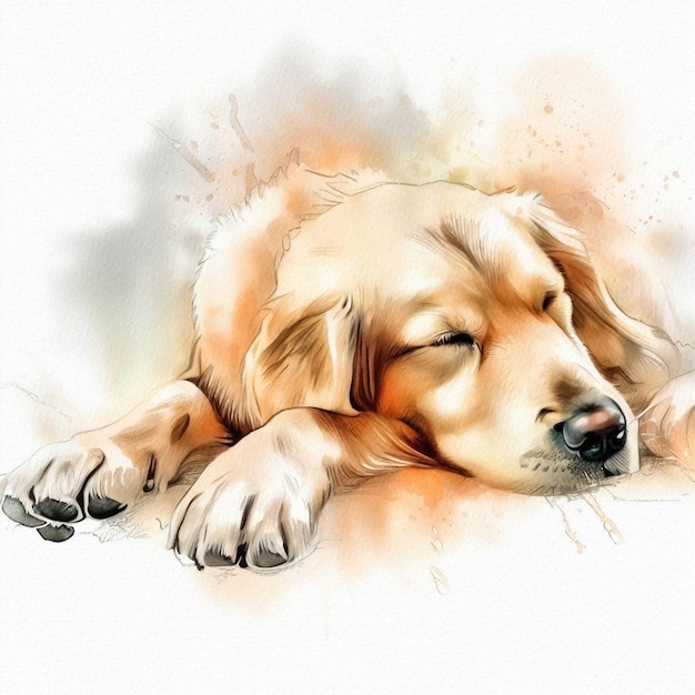 Pastel Harmony Watercolor Portrait of a Golden Retriever Dog