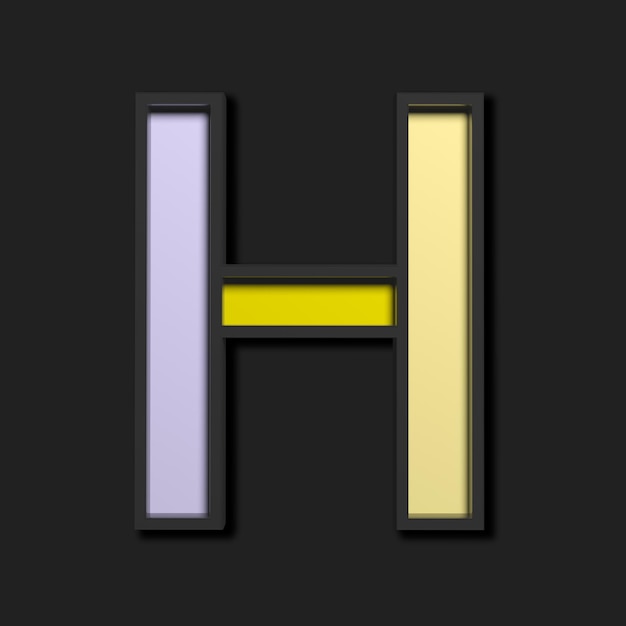 Pastel hoofdletter H op zwarte achtergrond