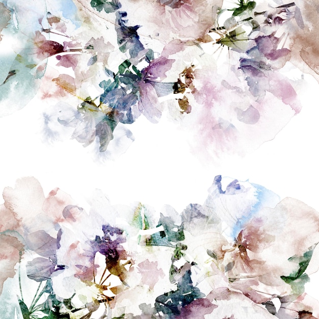 Pastel kleur bloemen achtergrond Abstracte bloemen Losse aquarel schilderij Bloemen frame