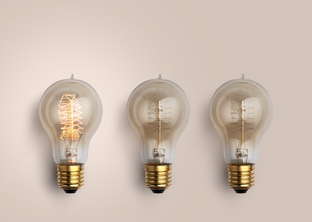 Pastel Light bulbs, creative ideas concept.