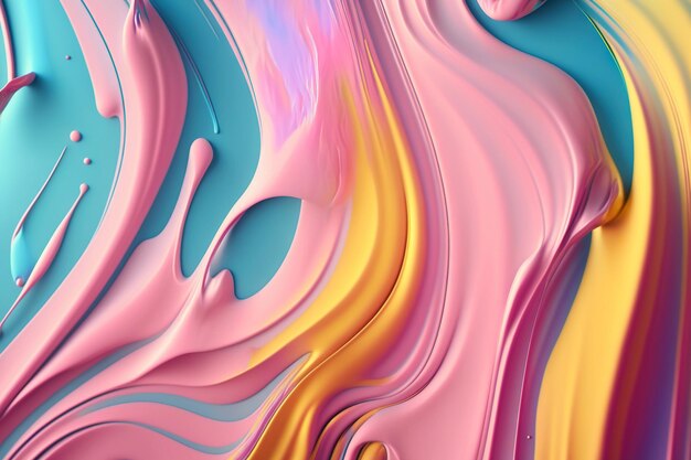 Pastel liquid paint flows background Creamy color fluid Generative AI