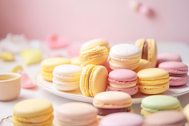 Pastel Macarons Array of Colors Flavors