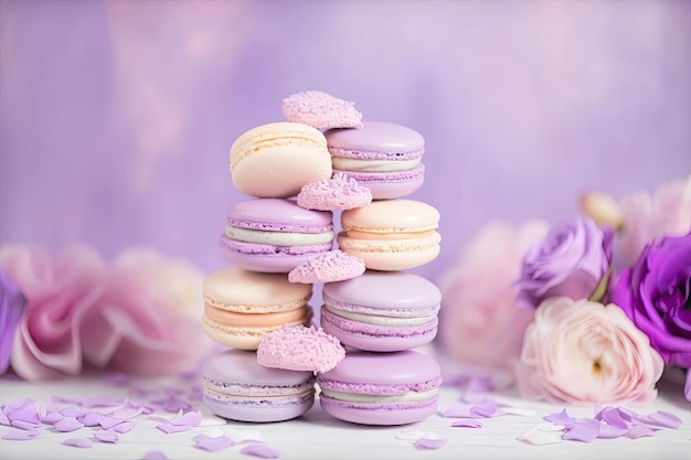 Pastel Macarons Array of Colors Flavors