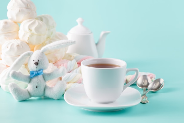 Pastel marshmallow and tea cup