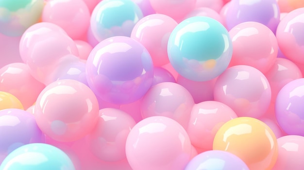 Pastel mooie reclame delicate achtergrond bubbels en ballen AI generatie