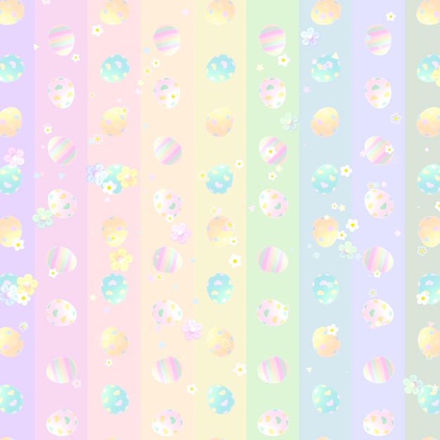 Pastel paaseieren en bloemenpatroon
