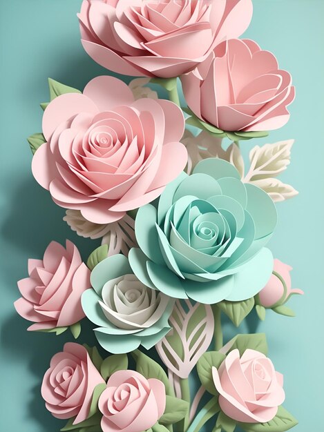 Pastel paper roses wallpaper