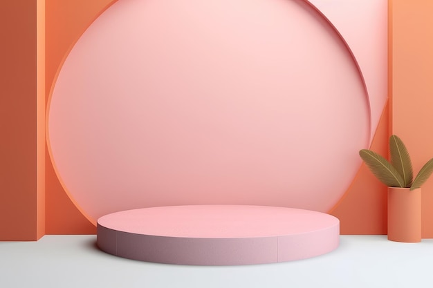 Pastel Perfection Geometric Product Display in a Minimalistic Podium Wall Scene