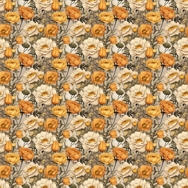 Photo pastel petals vintage marigold patterned delight