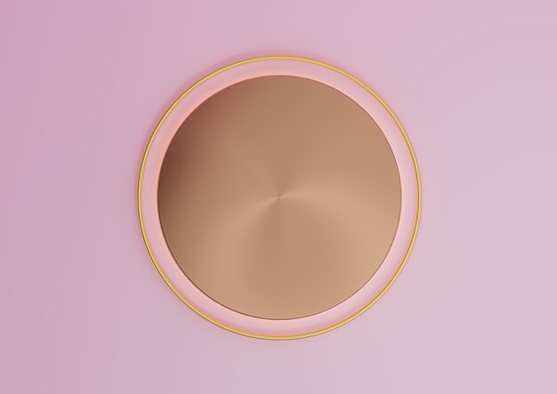 Pastel pink 3D empty product display scene podium stand top view golden luxury minimal background