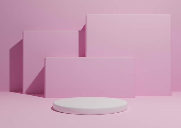 Pastel pink 3D minimal product display composition backdrop podium stand square shape background