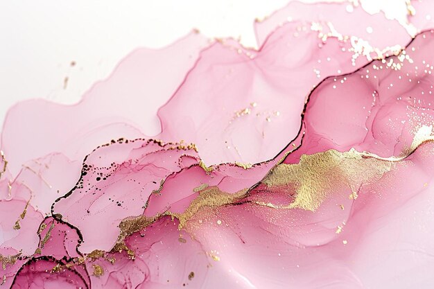 Pastel pink alcohol ink background with glitter elements