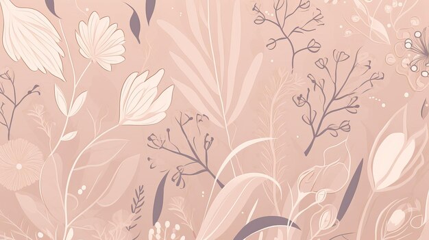 Pastel Pink Beige Background with Elegant Floral Pattern AI Generation