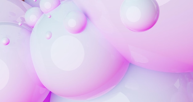 Sfondo e sfondo astratto con palline di tavolozza rosa pastello. design a motivi per poster, volantini, striscioni, biglietti, copertine, brochure alla moda. palla pastello, bolle che galleggiano nell'aria, gomma, sfere.3d rendering