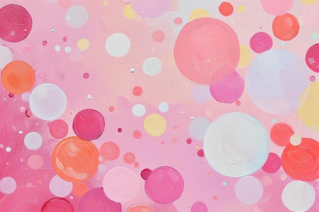 Pastel pink bubble painting on pink background feminine style