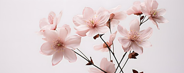 Pastel pink flower on white background