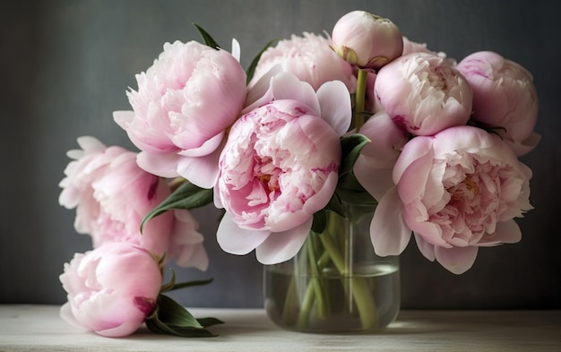 Pastel pink peonies wedding Easter Mothers day vintage AI Generative AI