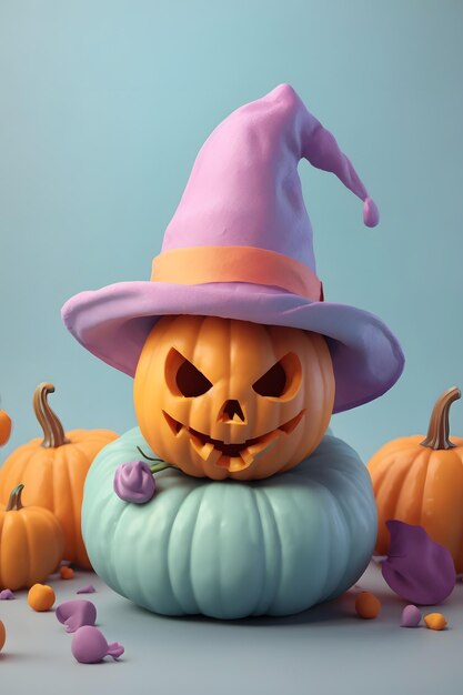 Pastel pumpkin background pastel halloween pumpkin 3d pumpkin illustration halloween background 3d pumpkin ai generative