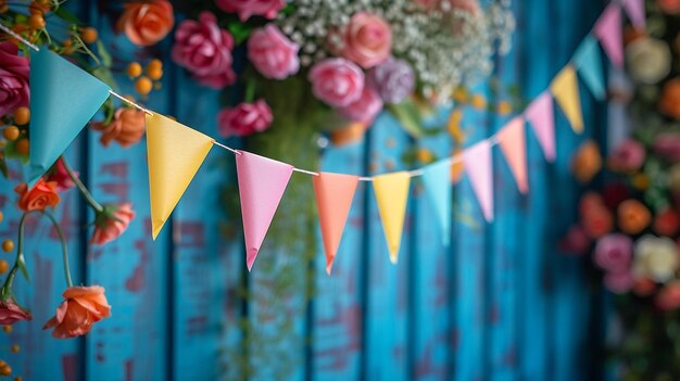 Pastel Rainbow Bunting Strung Across Venues Wallpaper