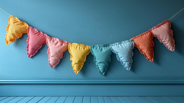 Pastel RainbowColored Fabric Pennants Background