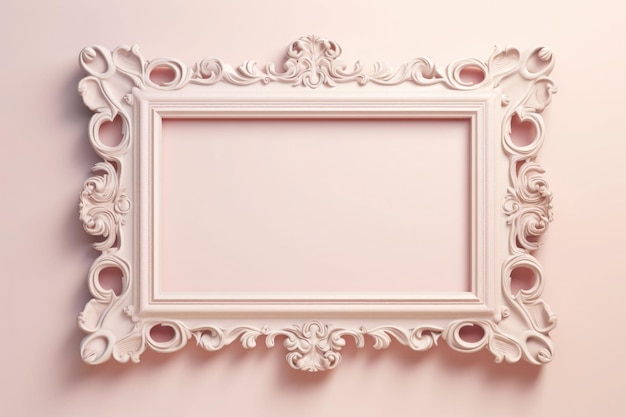 Pastel rectangle decorative ornate picture frame AI generated illustration