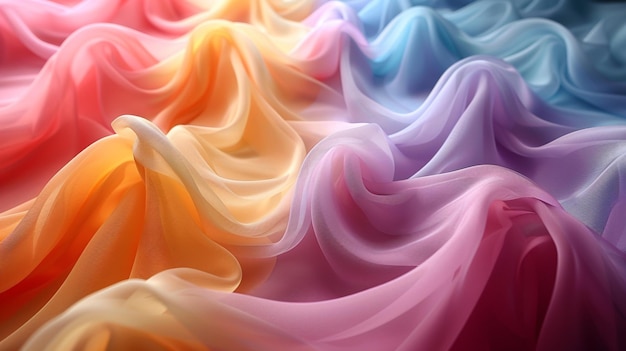 Pastel regenboogkleurige stof Swags Draped Wallpaper