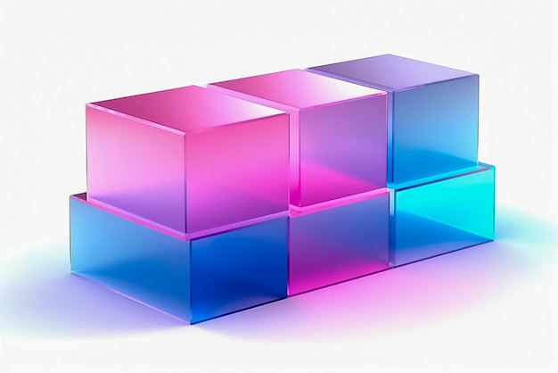 Pastel Shiny 3d Shapes Illuminated in a Gradient Background Ai generated