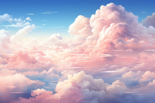 パステル調の空と穏やかな雲のイラスト Generative Ai