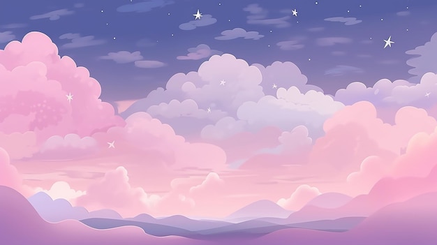 Photo pastel sky with starry clouds background